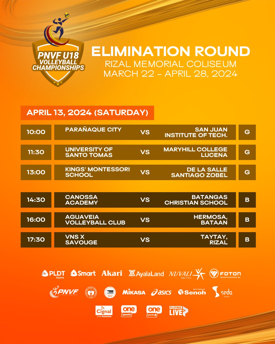 PNVF U18 CHAMPIONSHIPS 2024 - DAY 8/WEEK 3 PRELIMINARIES