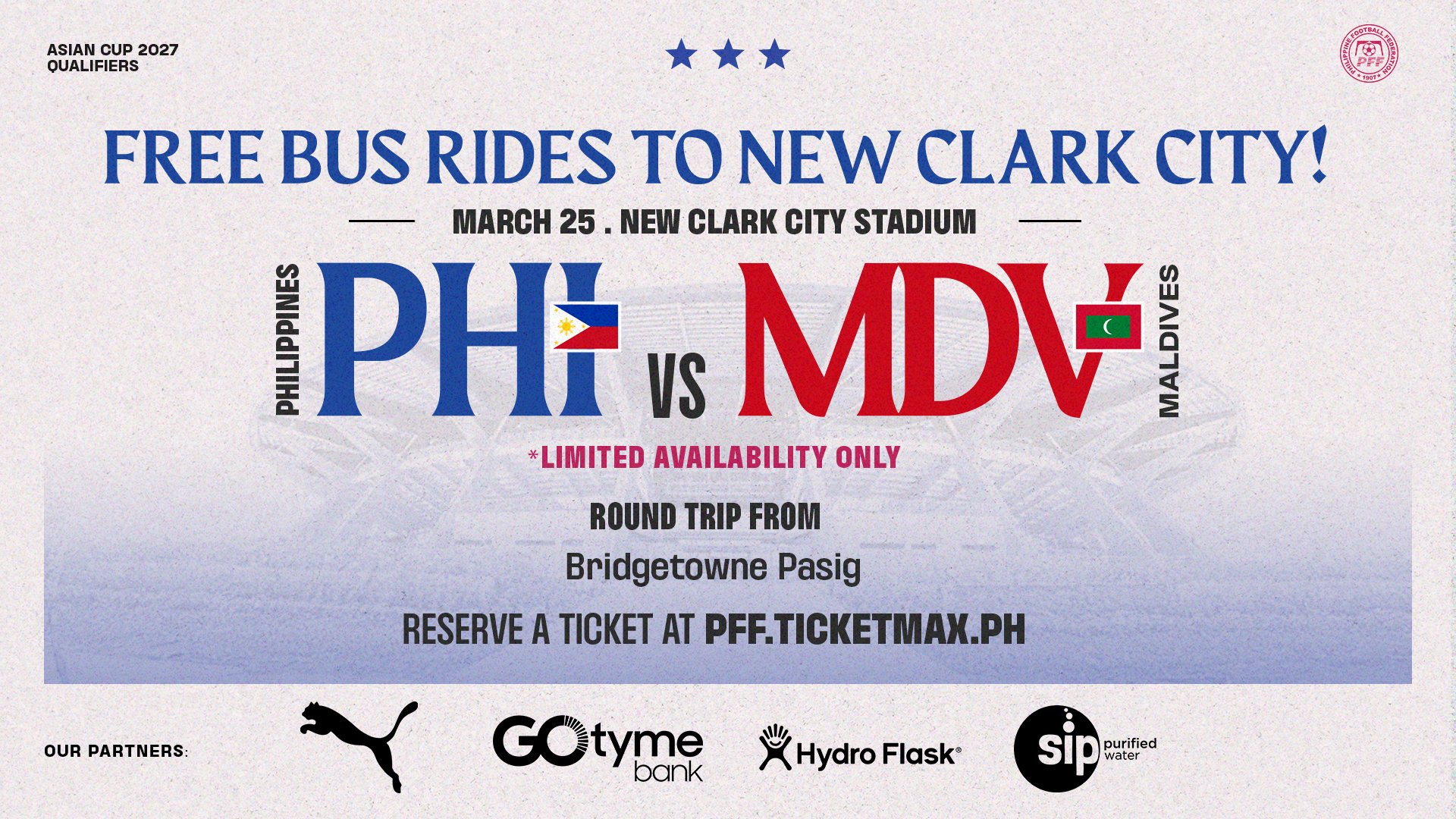 FREE BUS RIDE TO NEW CLARK CITY - PHI VS MDV