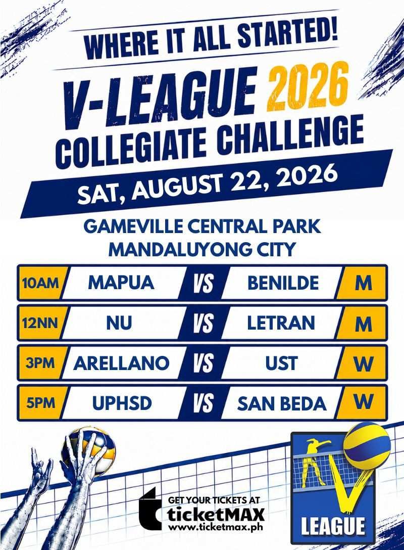 VLCC 2026: MAPUA vs BENILDE (M), NU vs LETRAN (M), ARELLANO vs UST (W) and UPHSD vs SAN BEDA (W)