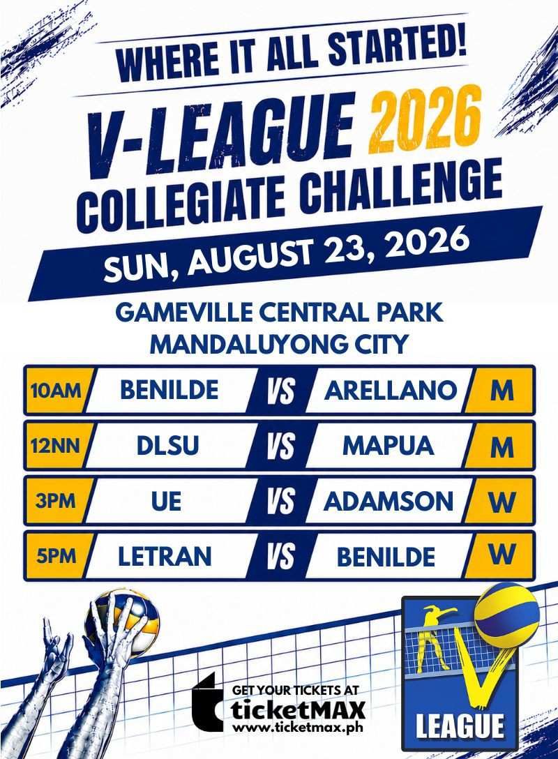 VLCC 2026: BENILDE vs ARELLANO (M), DLSU vs MAPUA (M), UE vs ADAMSON (W) and LETRAN vs BENILDE (W)