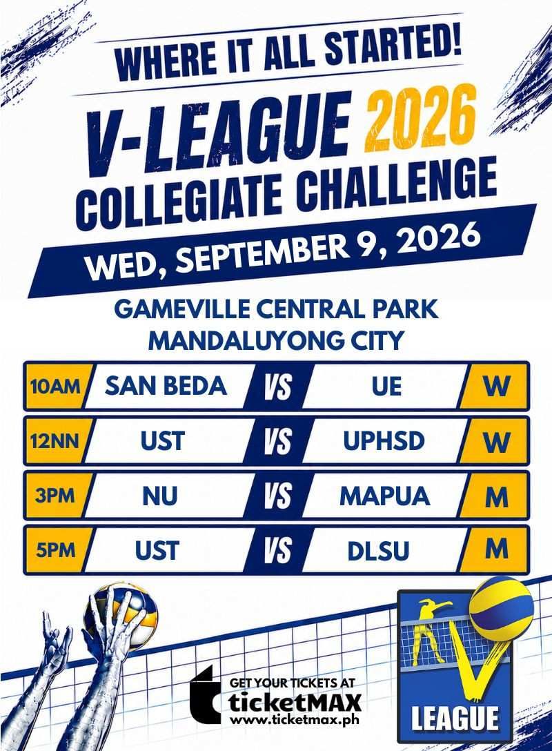 VLCC 2026: SAN BEDA vs UE (W), UST vs UPHSD (W), NU vs MAPUA (M) and UST vs DLSU (M)